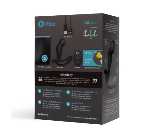 b-Vibe 360 Plug Intimate System with Remote, Rotating & Vibrating Black