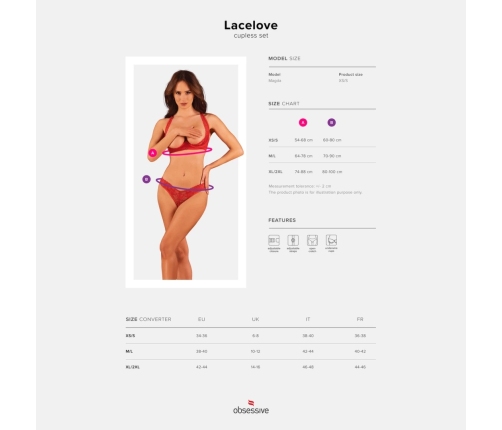 Obsessive - Lacelove cupless 2-pcs set XL/2XL