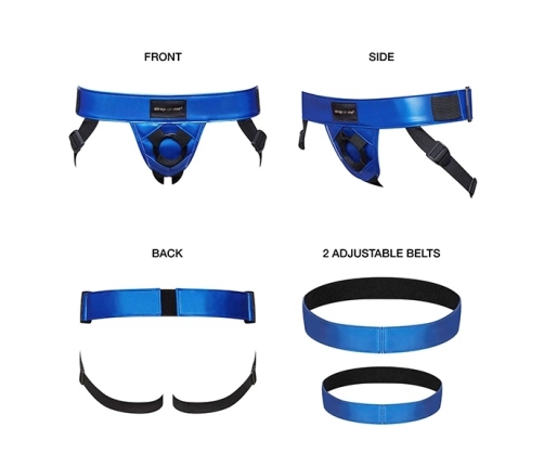 Strap-On-Me Curious Harness Metallic Blue Adjustable Dual-Belt