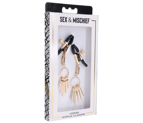 Sportsheets Verge Adjustable Intimate Clamps with Gold Rods, Black/Gold