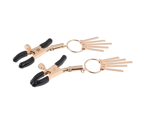 Sportsheets Verge Adjustable Intimate Clamps with Gold Rods, Black/Gold
