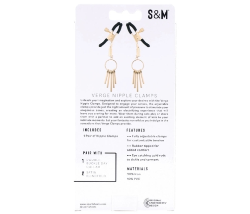 Sportsheets Verge Adjustable Intimate Clamps with Gold Rods, Black/Gold