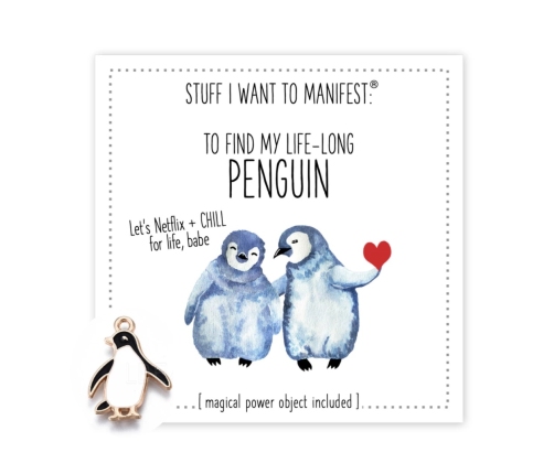 Warm Human Kartka Upominkowa z Amuletem Pingwin 3x3 cale