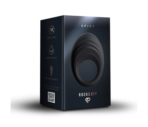 Rocks-off - Spire Vibrating Liquid Silicone Ring Black