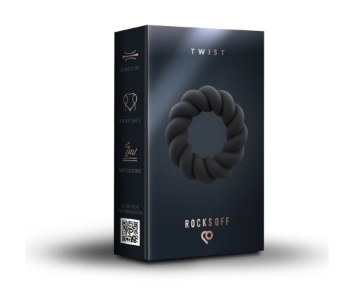 Rocks-off - Twist Non Vibrating Liquid Silicone Ring Black
