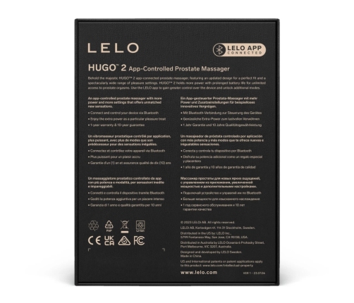 LELO - Hugo 2 App-controlled Prostate Massager Black