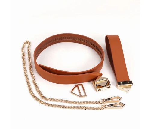 LOCKINK - Collar with Leash Set - brown