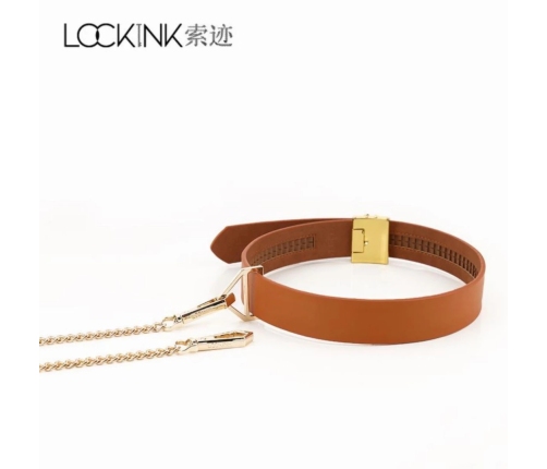 LOCKINK - Collar with Leash Set - brown