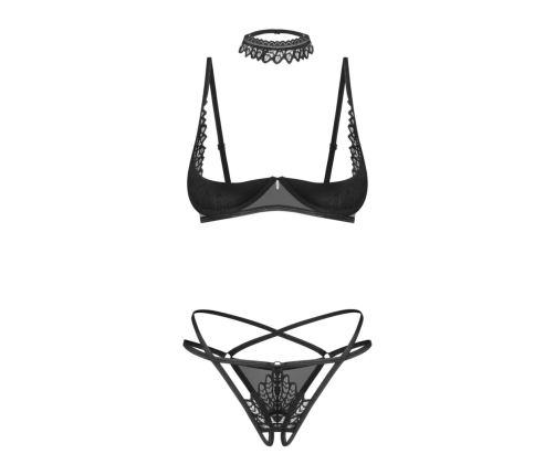 Obsessive - Donarella 3-pcs Crotchless Set Black XL/2XL