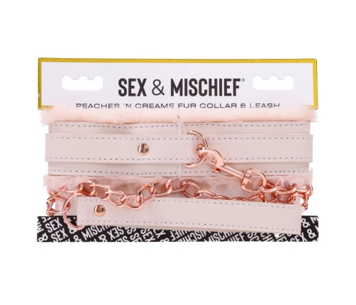 Sportsheets S&M Peaches 'n CreaMe Adjustable Fur Collar & Leash Set, Peach