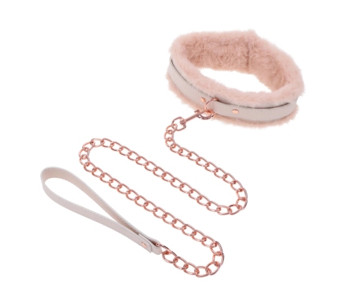 Sportsheets S&M Peaches 'n CreaMe Adjustable Fur Collar & Leash Set, Peach