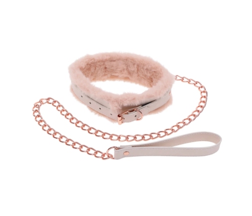 Sportsheets S&M Peaches 'n CreaMe Adjustable Fur Collar & Leash Set, Peach