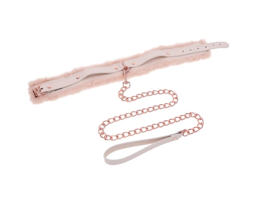 Sportsheets S&M Peaches 'n CreaMe Adjustable Fur Collar & Leash Set, Peach