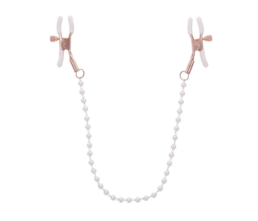 Sportsheets S&M Peaches n' CreaMe Pearl Nipple Clamps Rose Gold Adjustable