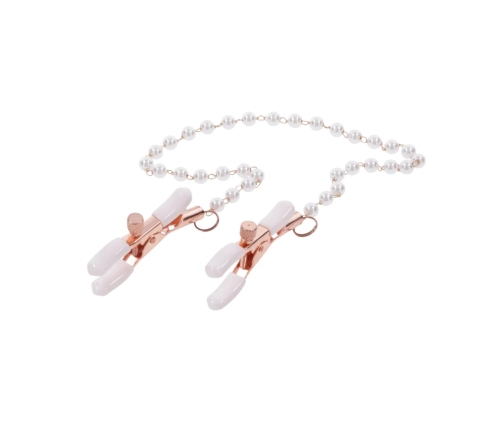 Sportsheets S&M Peaches n' CreaMe Pearl Nipple Clamps Rose Gold Adjustable