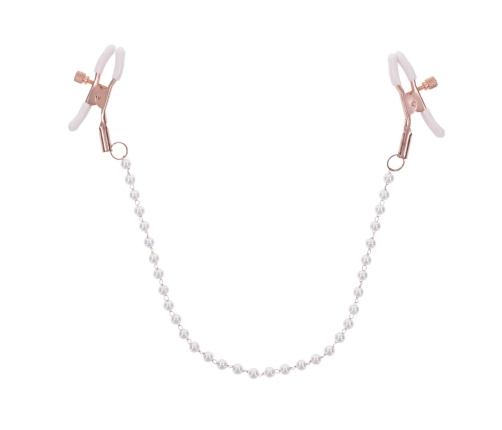 Sportsheets S&M Peaches n' CreaMe Pearl Nipple Clamps Rose Gold Adjustable