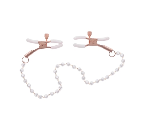 Sportsheets S&M Peaches n' CreaMe Pearl Nipple Clamps Rose Gold Adjustable