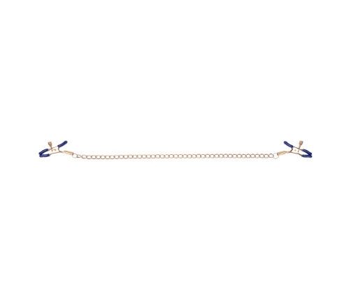 Sportsheets Cougar Adjustable Gold Chain Nipple Clamps with Blue Tips