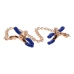 Sportsheets Cougar Adjustable Gold Chain Nipple Clamps with Blue Tips