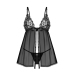 Obsessive - Blomentis babydoll & thong Black M/L