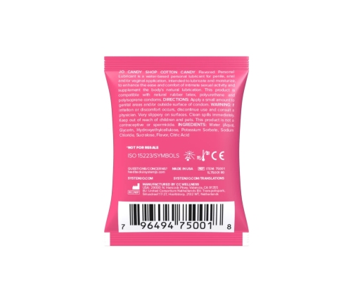 JO Candy Shop Cotton Candy Lubricant Sachet 5 ml - Sweet Scented Formula
