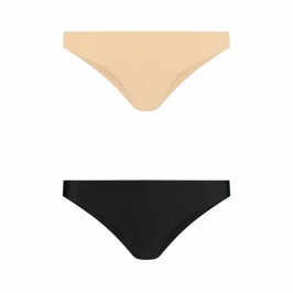 Bye Bra Invisible Brazilian Briefs 2-Pack Nude & Black S Soft Seamless