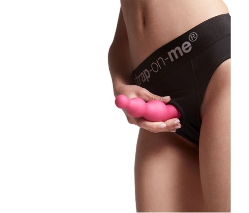 Strap-On-Me - Dildo Plug Beads Metallic Raspberry Pink M