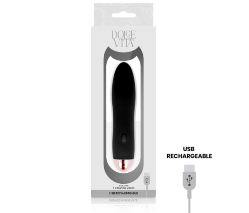 DOLCE VITA - RECHARGEABLE VIBRATOR FOUR BLACK 7 SPEEDS