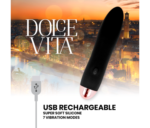 DOLCE VITA - RECHARGEABLE VIBRATOR FOUR BLACK 7 SPEEDS
