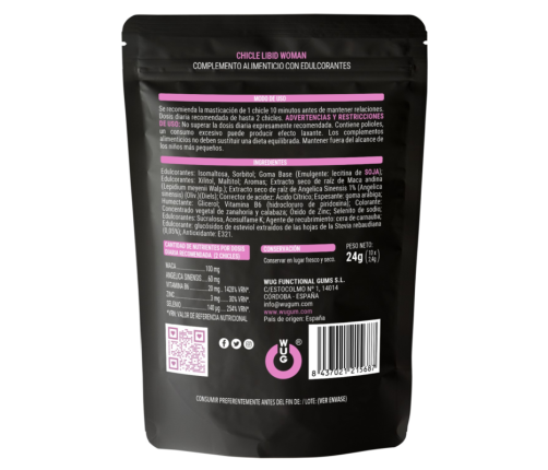 Chicle LIBID WOMAN – Chicle funcional con Maca, Ginseng Femenino y Zinc para potenciar la vitalidad femenina