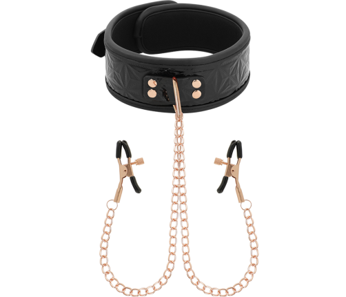 BEGME - BLACK EDITION COLLAR WITH NIPPLE CLAMPS WITH NEOPRENE LINING