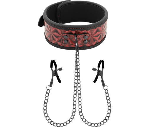 BEGME - RED EDITION COLLAR WITH NIPPLE CLAMPS WITH NEOPRENE LINING