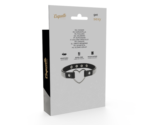 COQUETTE CHIC DESIRE - VEGAN LEATHER CHOKER WITH HEART