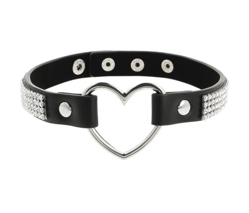 COQUETTE CHIC DESIRE - VEGAN LEATHER CHOKER WITH HEART