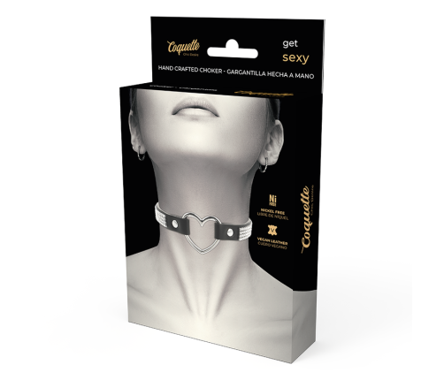 COQUETTE CHIC DESIRE - VEGAN LEATHER CHOKER WITH HEART