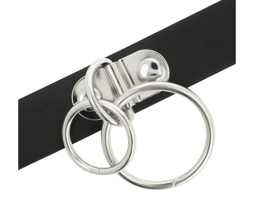 COQUETTE CHIC DESIRE - DOUBLE RING VEGAN LEATHER CHOKER