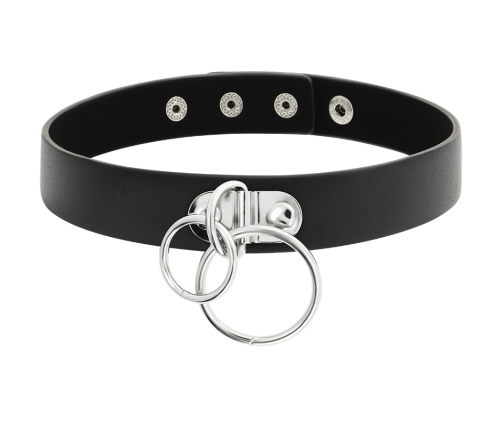 COQUETTE CHIC DESIRE - DOUBLE RING VEGAN LEATHER CHOKER