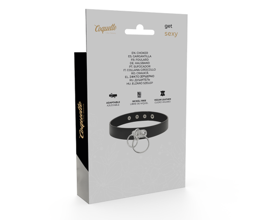 COQUETTE CHIC DESIRE - DOUBLE RING VEGAN LEATHER CHOKER