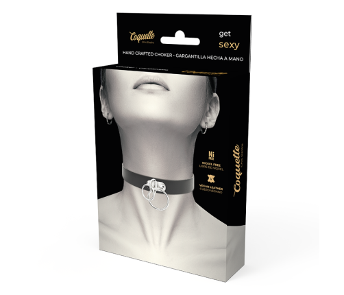 COQUETTE CHIC DESIRE - DOUBLE RING VEGAN LEATHER CHOKER