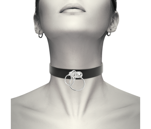 COQUETTE CHIC DESIRE - DOUBLE RING VEGAN LEATHER CHOKER