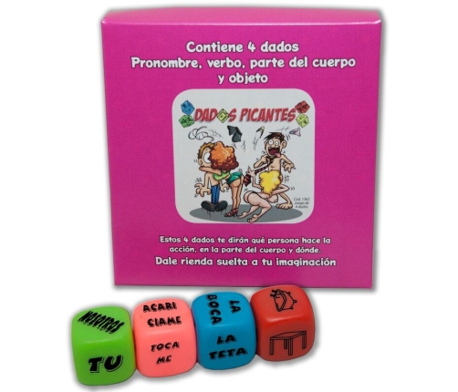 DIABLO PICANTE - 4 DICE GAME OF PRONOUN, VERB, PART OF THE BODY AND PLACE