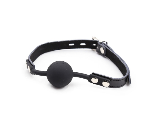 OHMAMA FETISH - SILICONE BALL GAG WITH LEATHER BELT (PADLOCK INCLUDED)