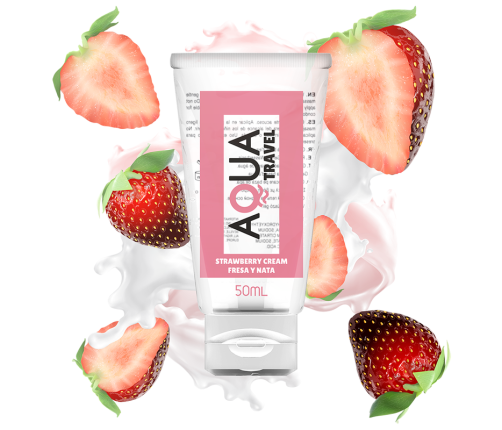 AQUA TRAVEL - STRAWBERRY CREAM FLAVOUR WATERBASED LUBRICANT - 50 ML