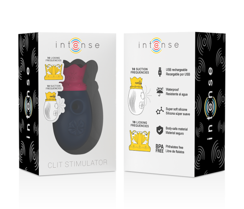 INTENSE - CLITORIS STIMULATOR 10 SUCTION AND LICKING MODES - BLUE