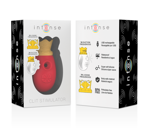 INTENSE - CLITORIS STIMULATOR 10 SUCTION AND LICKING MODES - RED