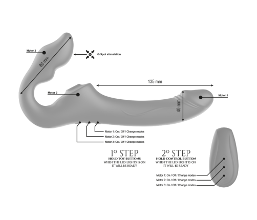 IBIZA - REMOTE CONTROL STRAPLESS VIBRATOR 3 MOTORS 1000 COMBINATIONS.