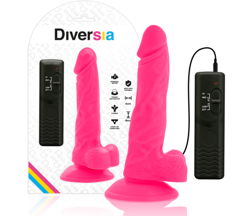 DIVERSIA - FLEXIBLE VIBRATING DILDO PINK 18 CM -O- 4 CM