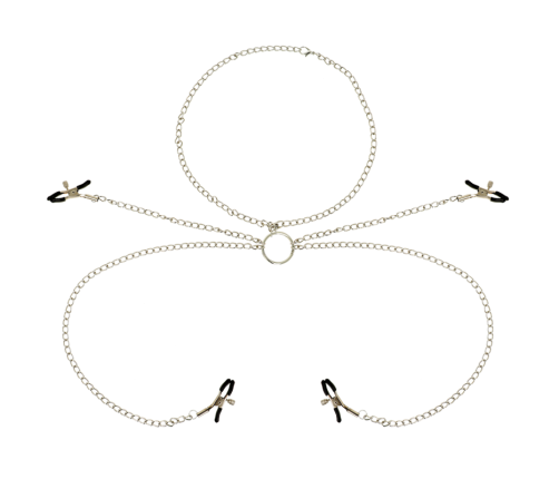 OHMAMA FETISH - 4 PINZAS PEZONES CON COLLAR DE CADENAS