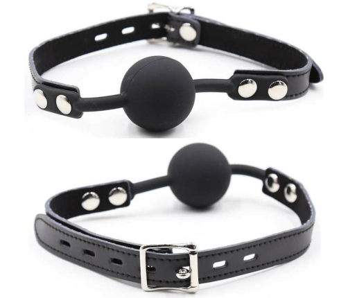 OHMAMA FETISH - SILICONE BALL GAG WITH LEATHER BELT (PADLOCK INCLUDED)
