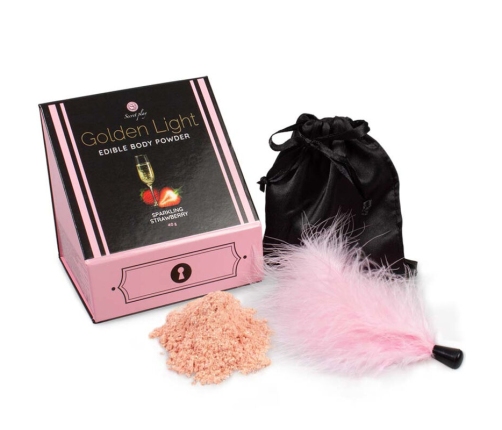 SECRETPLAY - GOLDEN LIGHT KIT SPARKLING STRAWBERRY EDIBLE POWDER & FEATHER